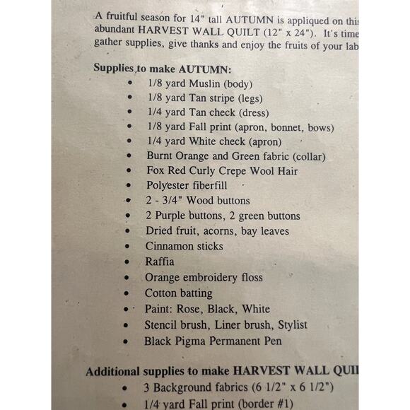 pattern Harvest Thyme autumn wall quilt (12" x 24") matching doll - Picture 7 of 8